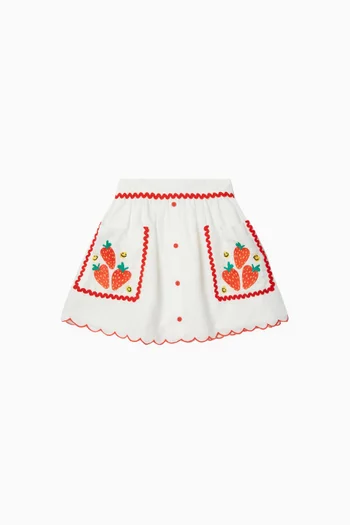 Strawberry Embroidered Mini Skirt in Cotton-blend