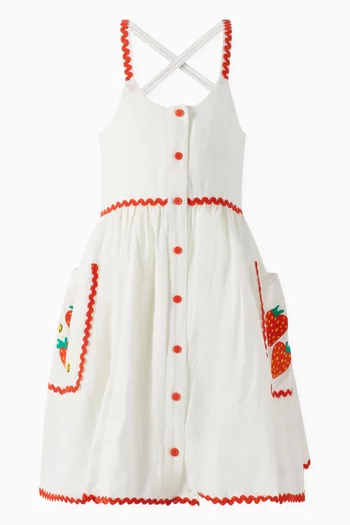 Strawberry Embroidered Dress in Cotton