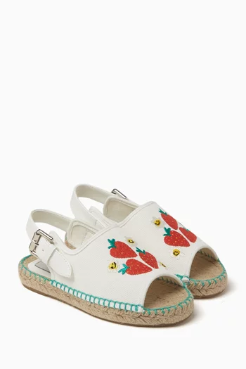 Strawberry Embroidered Espadrille Sandals