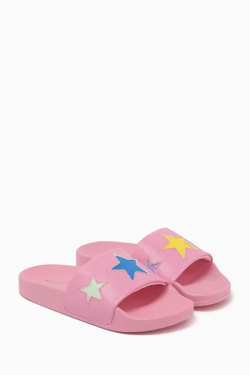 Star-print Slides in Faux Leather