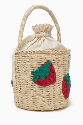 Strawberry-crochet Bucket Bag in Raffia