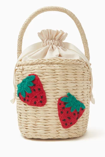 Strawberry-crochet Bucket Bag in Raffia