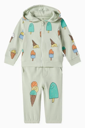 Baby Ice Cream Printed Zip-up Hoodie in Cotton