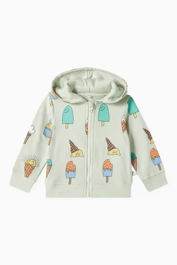 Baby Ice Cream Printed Zip-up Hoodie in Cotton