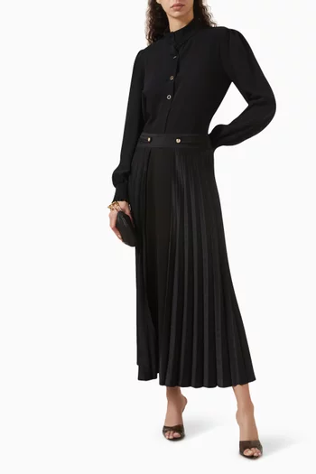 Pleated Midi Skirt in Viscose-knit