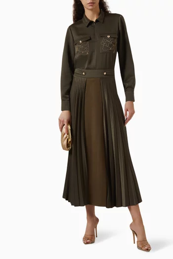 Pleated Midi Skirt in Viscose-knit