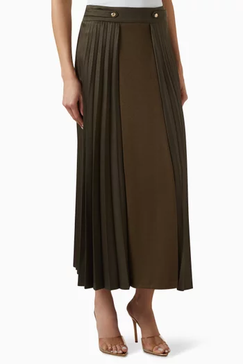 Pleated Midi Skirt in Viscose-knit