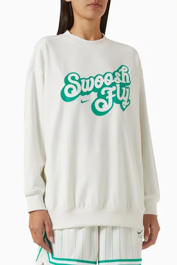 سويت شيرت كرة سلة فضفاض بطبعة Swoosh Fly وتقنية Dri-FIT فرنش تيري 