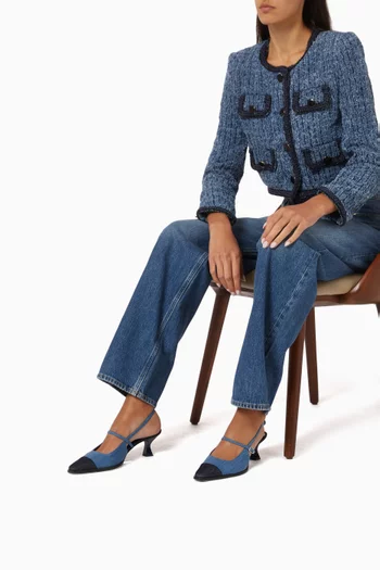 حذاء كلاسيك سيسيل بسير خلفي وكعب 50 مم دينم