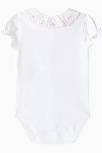Ruffled Floral Collar Bodysuit in Cotton