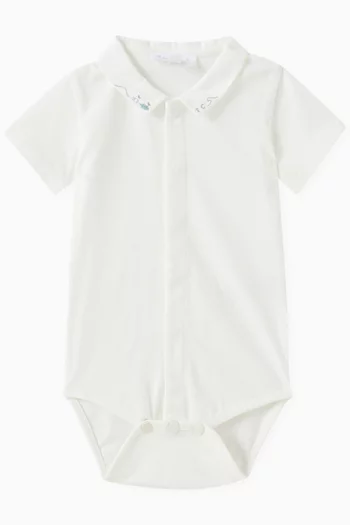 Logo-embroidered Bodysuit in Cotton