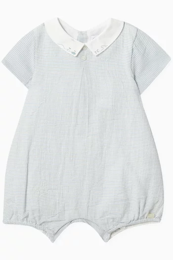 Collar Romper in Waffle Cotton