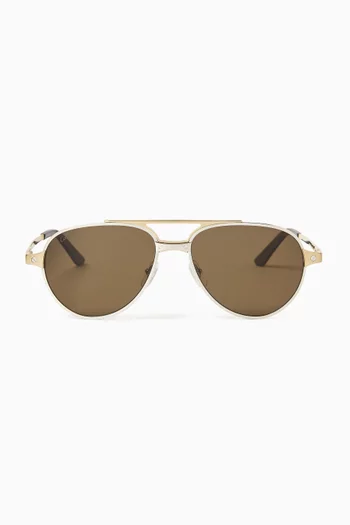 Love Aviator Sunglasses in Metal