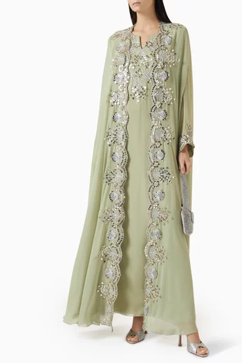 Bead-embellished Kaftan & Dress Set