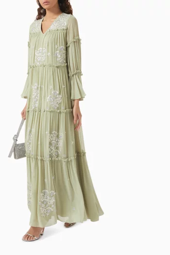 Bead-embellished Tiered Kaftan