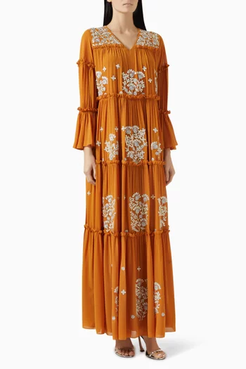 Bead-embellished Tiered Kaftan