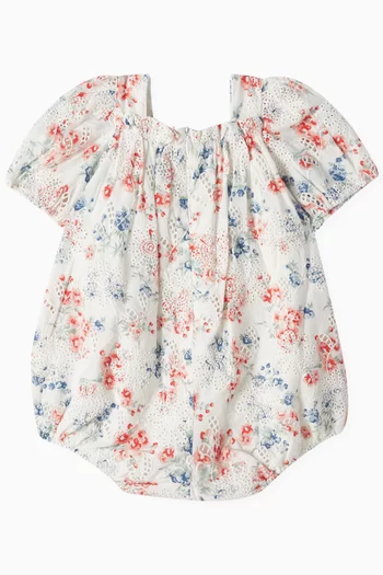 Broderie Anglaise Floral Romper in Cotton