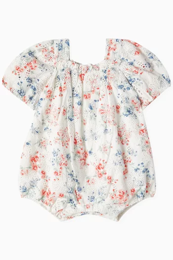 Broderie Anglaise Floral Romper in Cotton