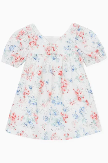 Embroidered Floral Dress in Cotton
