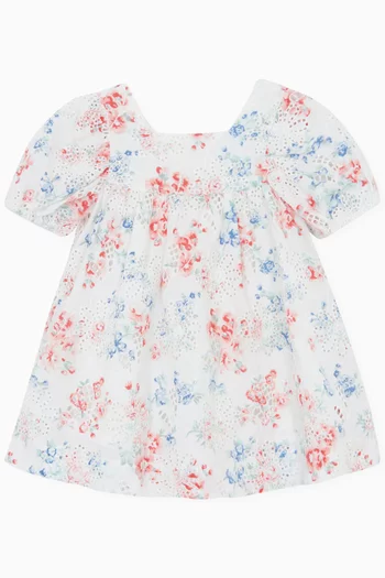 Embroidered Floral Dress in Cotton