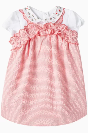 Rose-embroidered Bodysuit in Cotton