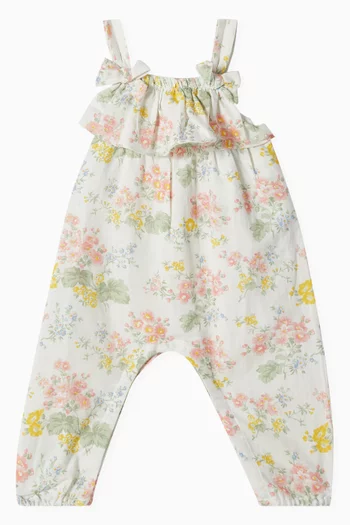 Floral Jumpsuit in Linen & Cotton-blend