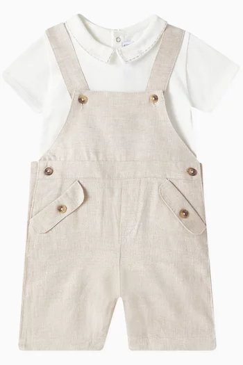 Button Dungarees in Linen