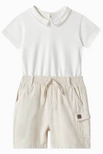 Logo-embroidered Bodysuit in Cotton