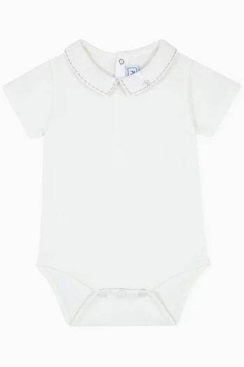 Logo-embroidered Bodysuit in Cotton