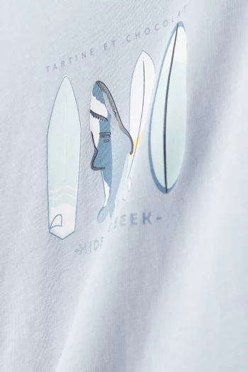 Surf Graphic Print T-shirt in Cotton