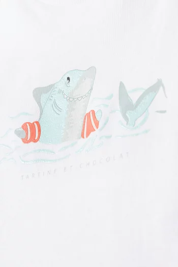 Swimmer Shark Graphic-print T-shirt in Cotton