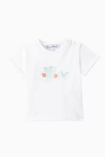 Swimmer Shark Graphic-print T-shirt in Cotton