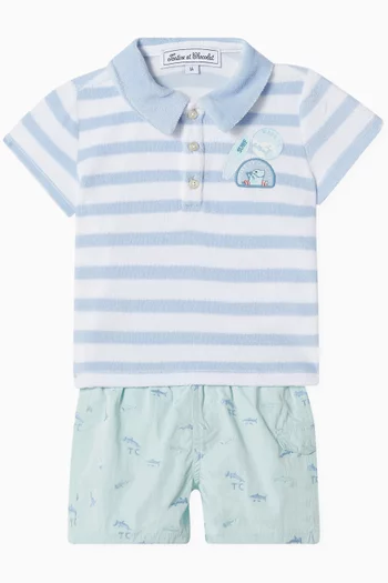 Striped Polo Shirt in Cotton Terry