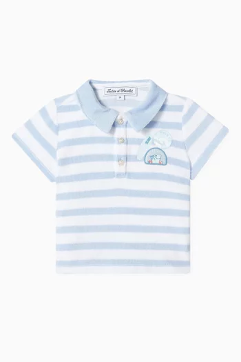 Striped Polo Shirt in Cotton Terry