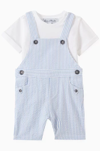 Striped Dungarees in Cotton