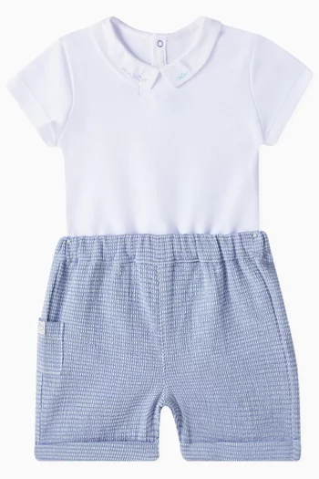 Gingham-printed Shorts in Cotton