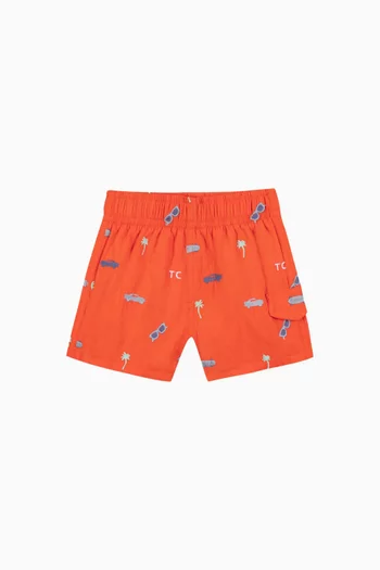 Illustration City Adventure Print Swimshorts