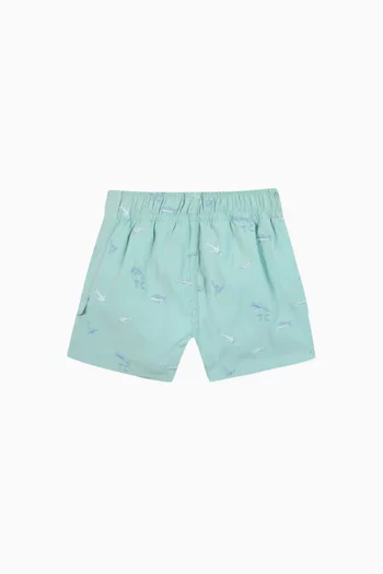 Shark Embroidered Swim Shorts