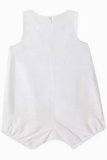 Pleated Romper in Linen-blend