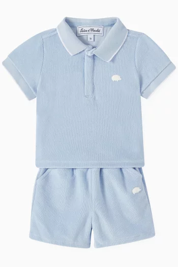 Patch Polo Shirt in Cotton Terry