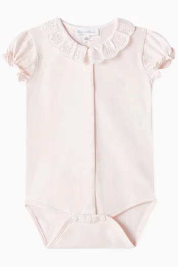 Broderie Anglaise Collar Bodysuit in Cotton