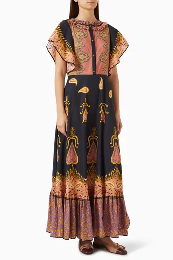 Printed Midi Dress in Cotton