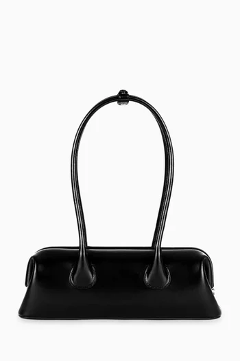 Mini Boat Wide Shoulder Bag in Leather