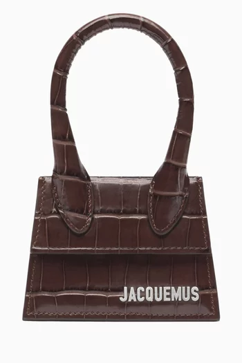 Mini Le Chiquito Handbag in Croc-embossed Leather