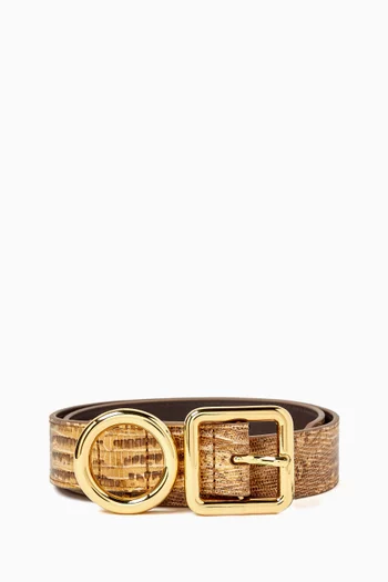 La Ceinture Regalo Belt in Snake-printed Leather