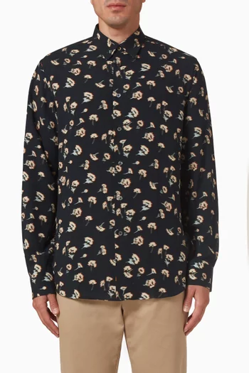Shadow Floral-print Shirt Viscose-linen Blend