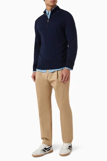 Half-zip Sweater in Merino Wool Knit