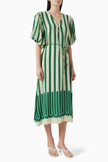 Puff Sleeve Gypsy Midi Dress in Rayon