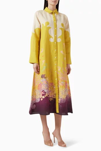 Neptune Midi Dress in Cotton & Linen