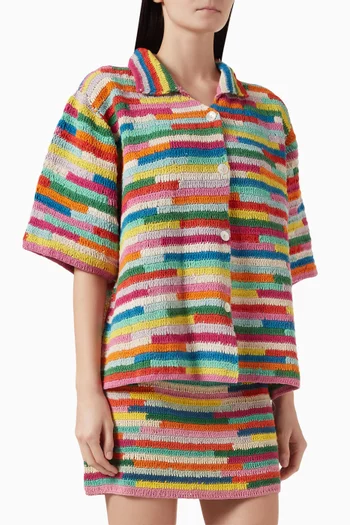 Button-down Oversized Shirt in Crochet